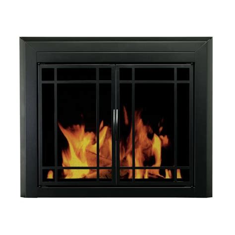 easton prairie cabinet steel fireplace doors small|Pleasant Hearth Easton Collection Fireplace Glass Door, .